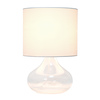 Simple Designs Glass Raindrop Table Lamp with Fabric Shade, Clear with White Shade LT2063-CLW